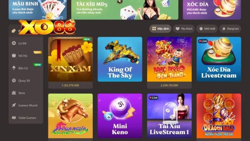 Kho tàng game XO88 đa dạng và phong phú